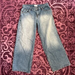 Motel Rocks Low Rise Extra Wide Roomy Jeans in Dirty Blue 30 W 32L